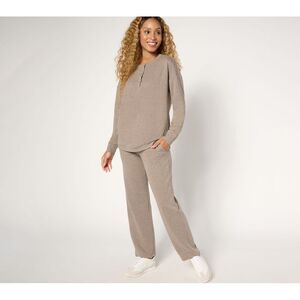 Fashion Women's Sleepwear Sz M Triple Needle Quilted Lounge Set Brown A678341